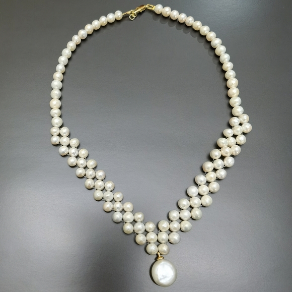 Freshwater pearls braid necklace. - Picture 5 of 7